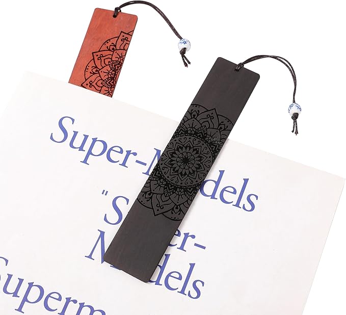 Mandala Bookmark, Book Marks for Book Lovers, Wooden Bookmarks for Adults, Book Lover Gifts (Round Mandala)