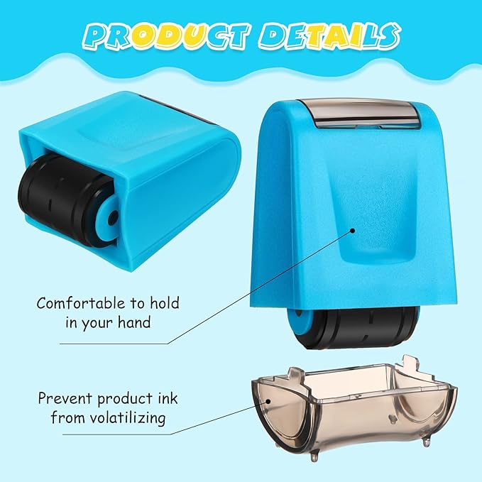 Sherr 2 Handwriting Line Stamp Roller Dashed Handwriting Lines Practice Roller Stamp for Kids, Teachers Kindergarten Education Classroom Back to School Need(2.72 x 2.44 x 1.54 Inch,Blue)