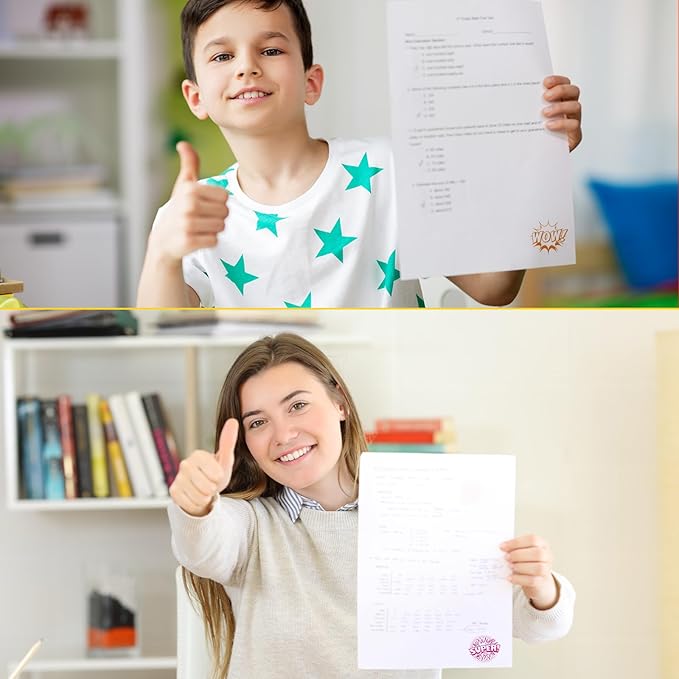 Yinder 24 Pcs Teacher Stamps for Classroom Self Inking Classroom Stamps Bulk for Teachers Elementary Colorful Motivational Encouraging Gifts(Hero)