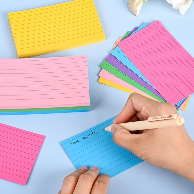 3"x5" Lined Index Cards in Bright Assorted Colored, 216 Pcs Flash Cards Colorful Ruled Notecards Study Cards for Learning Note Taking and Studying