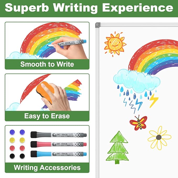 Lockways Large Dry Erase Board 72 x 48 Inch, Magnetic White Board for Wall, Aluminium Frame Whiteboard with Marker Tray