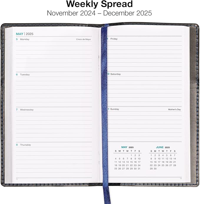 2025 Pocket Planner/Pocket Calendar and Pen, 3.5"x6": Includes 14 Months (November 2024 - December 2025) / 2025 Weekly Planner/Weekly Agenda/Monthly Calendar Organizer (Navy/Black)