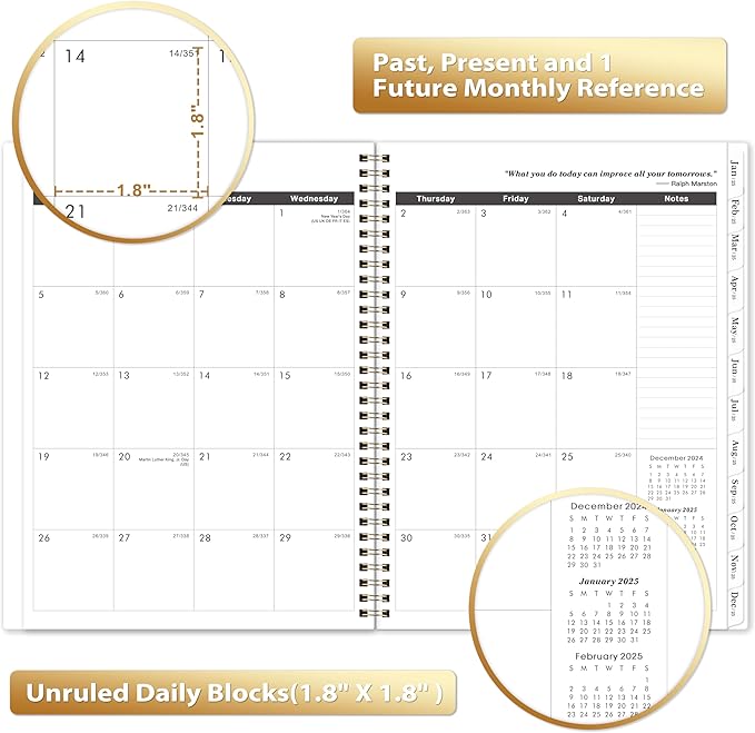2025-2026 Monthly Planner - Monthly Planner from January 2025 - December 2026, 2025-2026 Monthly Planner 8.5'' x 11'', 2025 Planner with Double-Side Pocket, Monthly Tabs