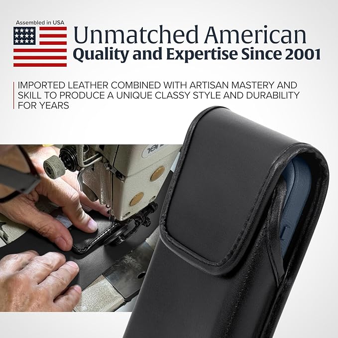 Unication G1 Voice Pager Carry Case and Holster, Black Leather Pouch with Heavy Duty Rotating Belt Clip, (Black Leather Pouch/Metal Belt Clip)