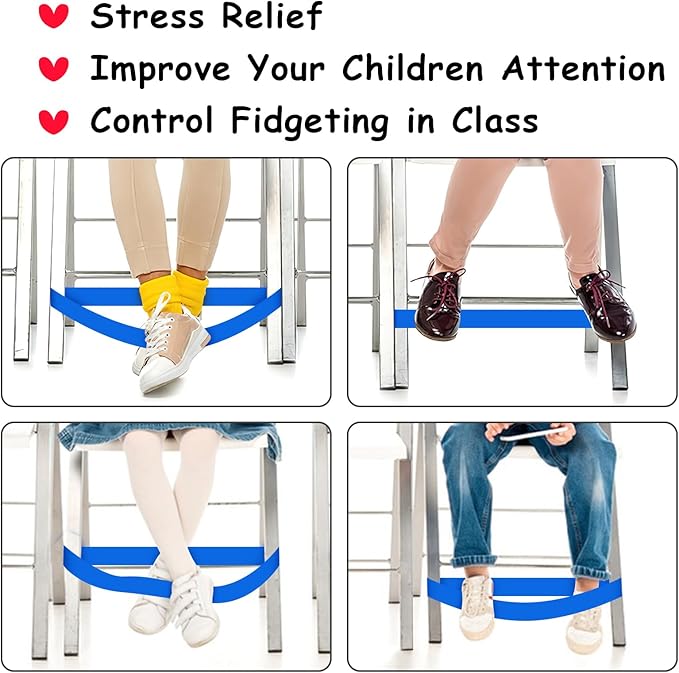 25 Pack Chair Bands for Kids with Fidgety Feet, ADHD Tools for Kids, ROOKEA Sensory Classroom Must Haves for ADHD Kids Fidget Chair Bands ADD Autism ADHD Chair Bands for Classroom Home Chairs