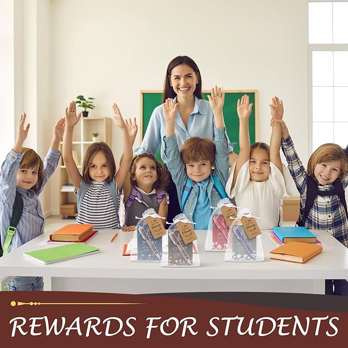 200 Pcs Bible Verse Sets Church Christian Gift Include 50 Scripture Notebooks 50 Bible Bamboo Pens 50 Thanks Tags 50 Organza Bags for Women Man Christian Party Gifts(Multicolor,Classic)