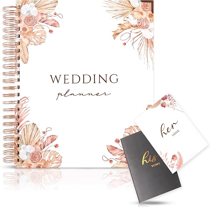 3 PCS Wedding Planning Book and Organizer , Bride Book Wedding Vows Book His and Her Including , Hardcover Wedding Binder Planner , Enhance Excitement and Makes Your Countdown Planning Easy Wedding Planner for Bride , 9*11 in