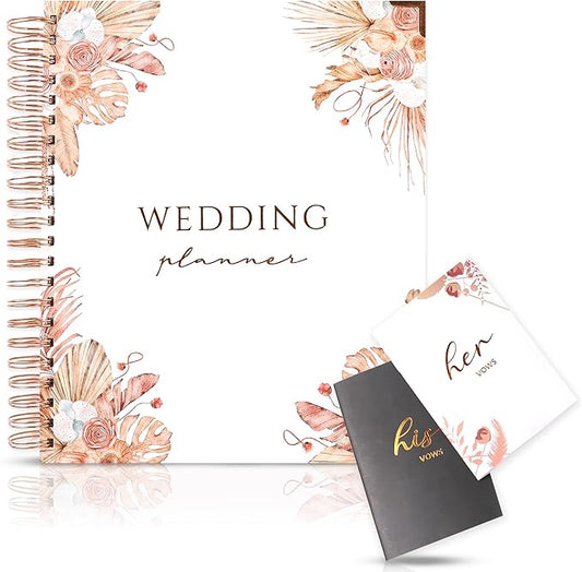3 PCS Wedding Planning Book and Organizer , Bride Book Wedding Vows Book His and Her Including , Hardcover Wedding Binder Planner , Enhance Excitement and Makes Your Countdown Planning Easy Wedding Planner for Bride , 9*11 in