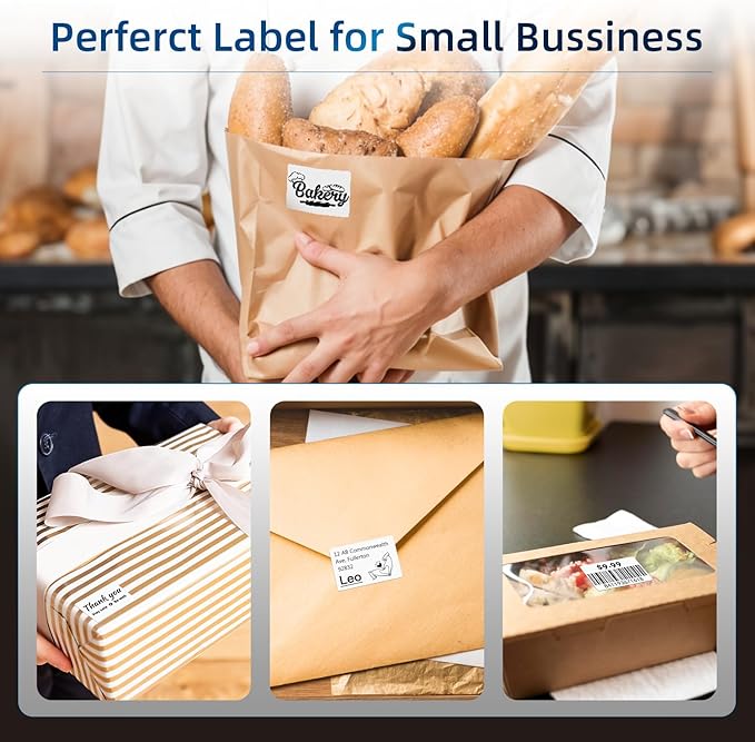 Phomemo Thermal Labels Sticker Paper, Multi-Purpose Rectangle White Self-Adhesive Tag for M110/M120/M220/M221/M150/M250 Label Maker, 1.18'' x 0.78"(30X 20mm), 320 Labels/Roll, Black on White
