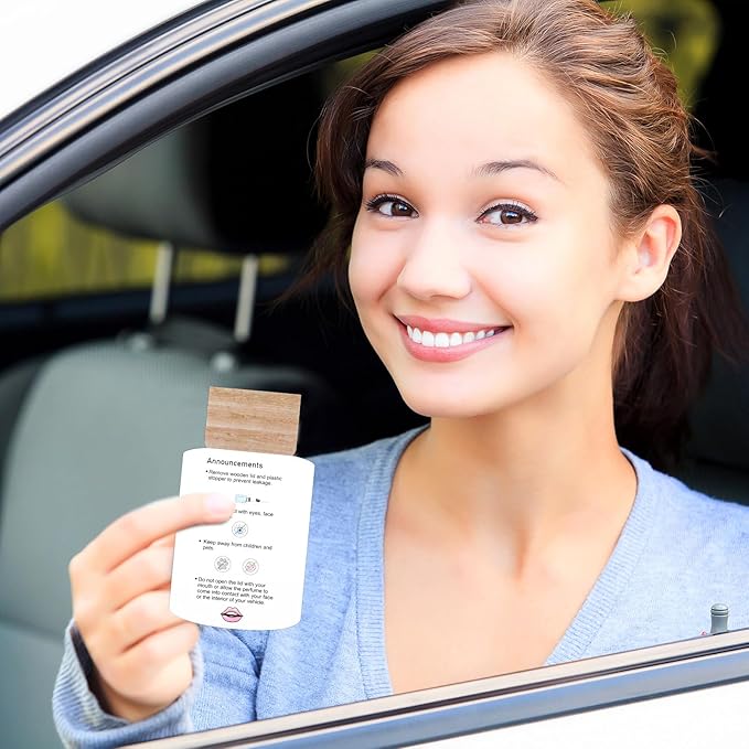 200 Pcs Hanging Car Diffuser Instruction Cards for Car Oil Diffuser Bottles，2 x 3.54 Inch (White and Pink,Novel Style)