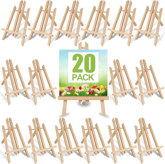 20pack Portable Wood Easel - Desktop Display Rack for Parties and Events - Versatile Wood Art Stand for Artists and Creations