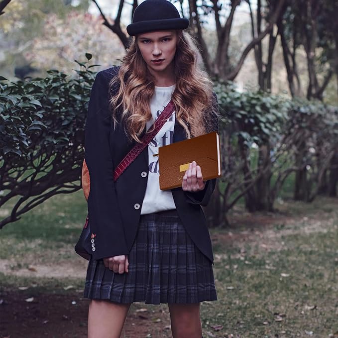 2025 Daily Monthly Planner - Calendar, January - December 2025, 100GSM Thick Paper, Leather Cover, Planner with Hourly Schedule,6.1" x 8.2", Daily Inside Page - Monthly Inside Page, Pen Holder, Bookmarks (Brown)