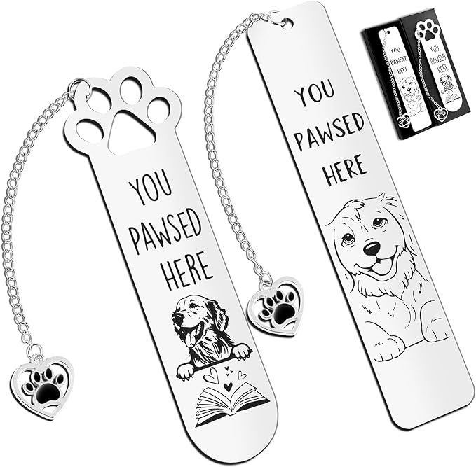 2Pcs Golden Retriever Gifts for Women Men Funny Bookmarks Bulk Golden Retriever Dog Bookmarks for Book Lovers Cute Metal Book Mark Birthday Gifts for Reader Coworker Friends Adults Dog Owner Lover