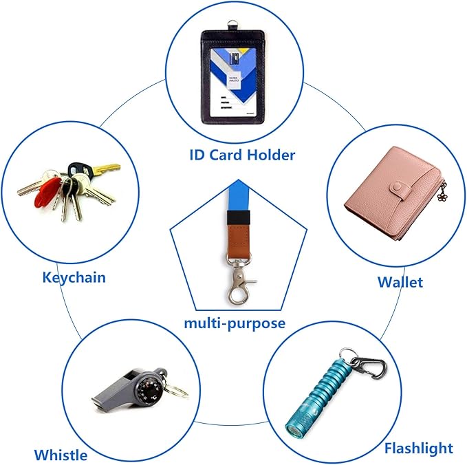 Adjustable Hand Wrist Lanyard with Fixed Buckle, Unisex Short Keychain, Durable Wristlet Strap for Car Keys Accessories Wallet USB (Blue Silver)