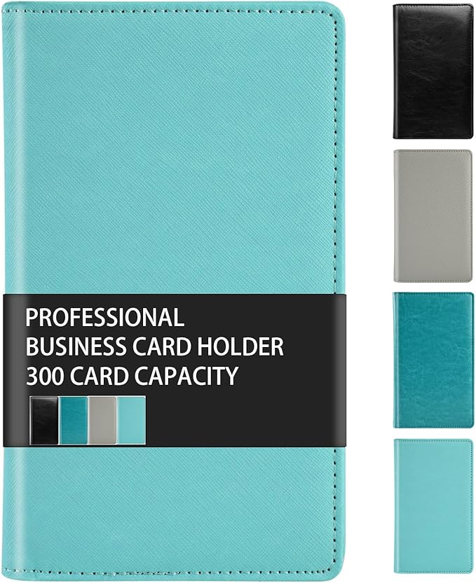 300 Card Capacity Leather Business Card Book Holder Organizer, Card Binder Professional PU Name Card Credit Cards Booklet (Multiple Colors Optional)