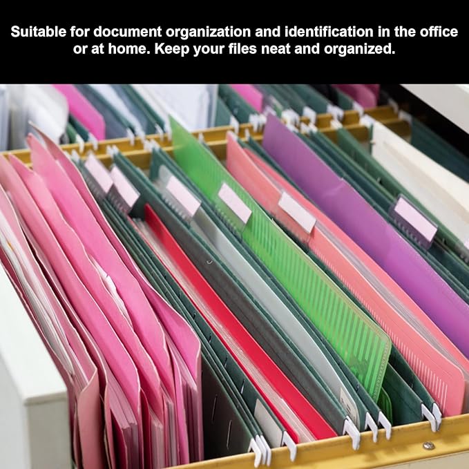 50 Set Hanging File Folder Tabs, Clear Plastic Hanging File Folder Labels Tabs with Paper Inserts Transparent File Folder Labels Tabs for Quick Identification