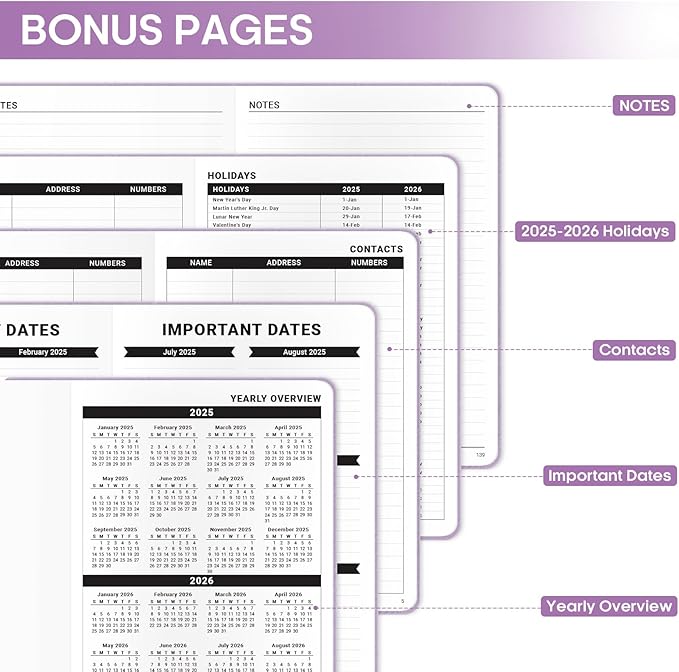 2025 Planner - Weekly and Monthly Planner, January 2025 to December 2025, Hardcover 2025 Calendar Planner Book, Inner Pocket, Perfect for Office Home School Supplies - A5 (5.8" x 8.4"), Purple