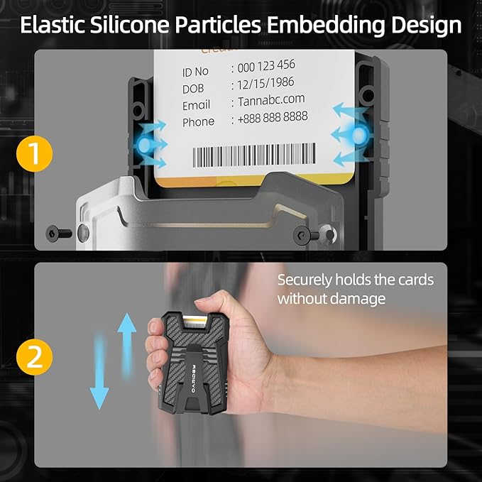 Oaridey Carbon Fiber Badge Holder/ID Card Holder/Portable Travel Wallet with Manganese Steel Clip, Heavy Duty Vertical Clear ID Holder for Work ID, Credit Cards