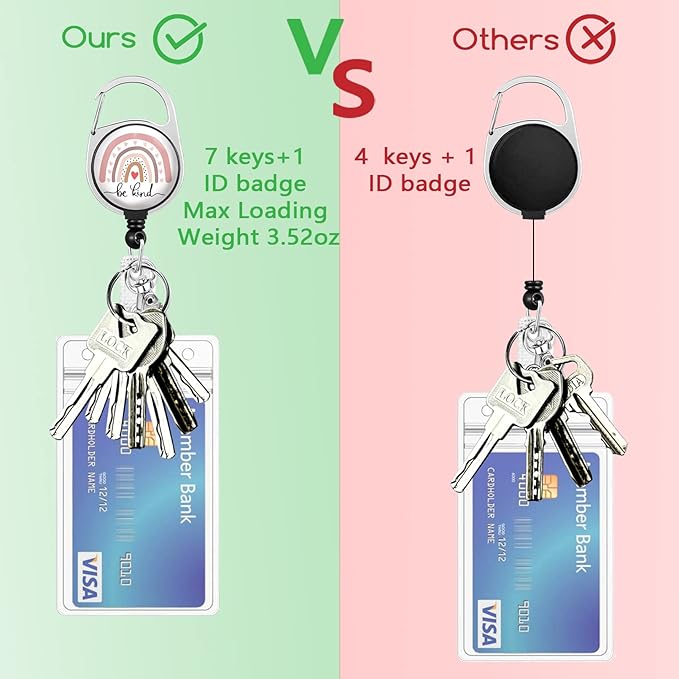 Be Kind Lanyards for Id Badges, Cute Rainbow Badge Reel Heavy Duty with Carabiner Clip, Fashionable ID Badge Holder with Breakaway Lanyard, Teacher Nurse Office Christmas Gifts