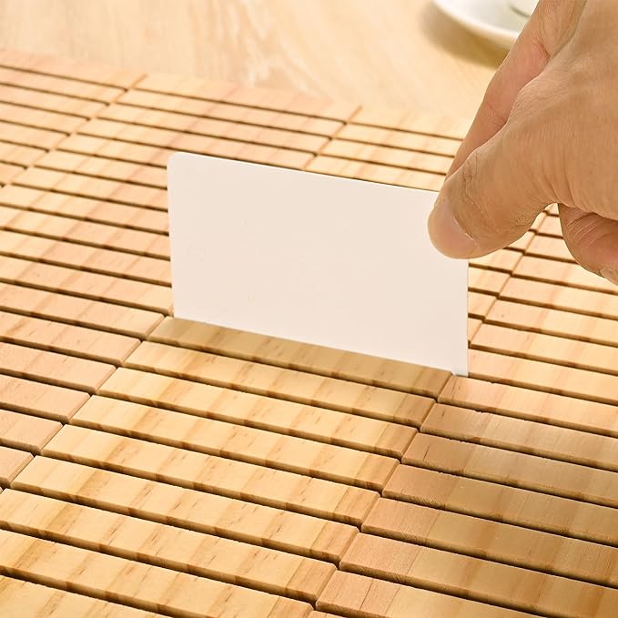 WILLOWDALE 4Pcs 12" Wooden Name Badge Holder Organizer, Counter Card Holder Stand for Name Tag ID Badge Plastic Card Holder, Detachable Business Card Holder Display Tray for Desk Office Reception