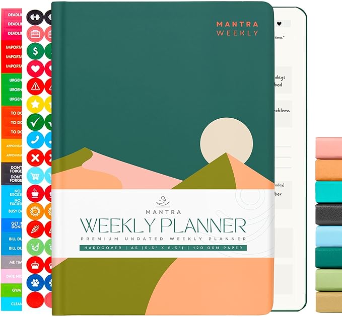 2025 Planner, Daily Journal & Gratitude Journal All-In-One with To Do List, Self Care Prompts & Habit Tracker - 5.8 x 8.3 - Midnight