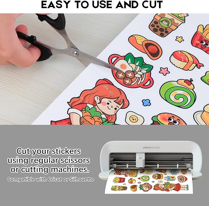 120 Sheets Printable Clear Sticker Paper for Inkjet Printer, Premium Vinyl Transparent Sticker Paper Waterproof, Dries Quickly, Vivid Colors, Tear Resistant, 8.5x11" Labels Great for Cutting Machines