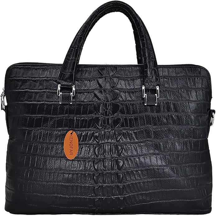 14.5 inches Laptop Bag, Genuine Leather Shoulder Bag for Men Business Briefcase, Travel Crossbody Bag