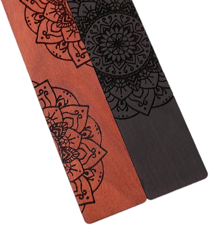 Mandala Bookmark, Book Marks for Book Lovers, Wooden Bookmarks for Adults, Book Lover Gifts (Round Mandala)