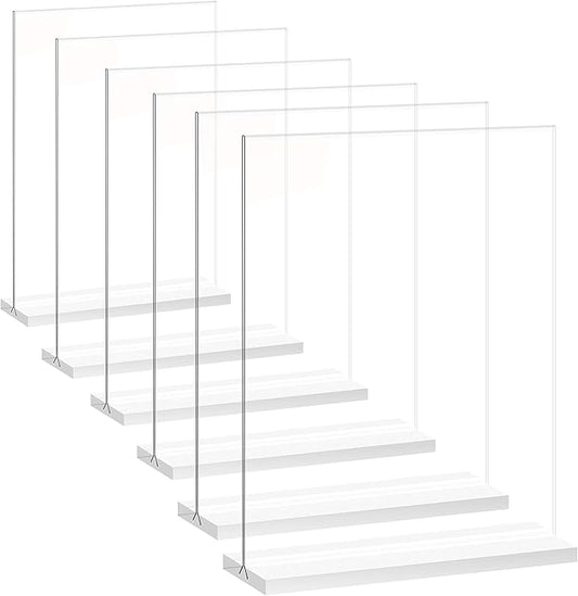 newnewshow Acrylic Sign Holder 8.5x11 Inch 6 Pack Vertical T Shape Double-Sided Desktop Display Holder. (8.5x11 8.5x5.5 5x7 Horizontal and Vertical)