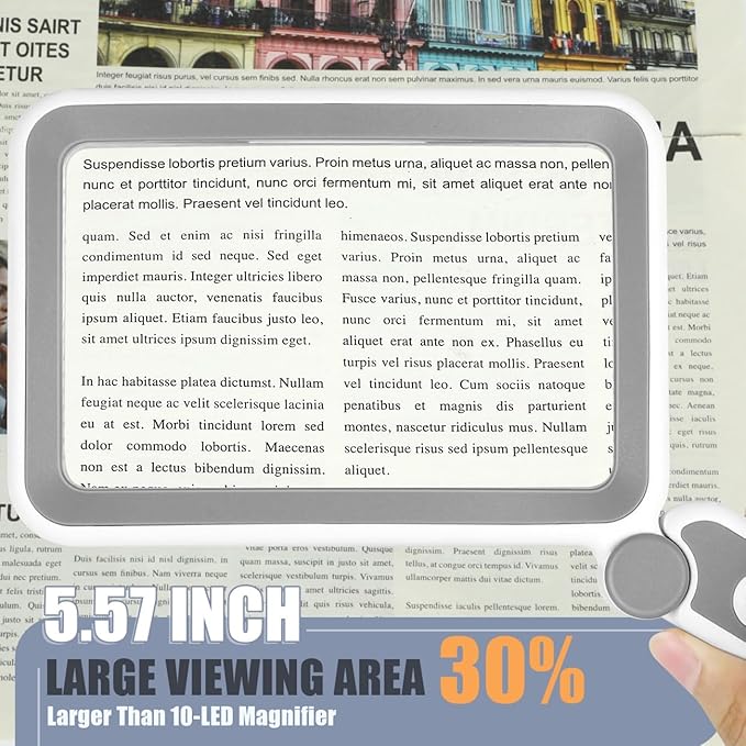 Magnifying Glass with Light, Rechargeable 5X Large Page Magnifier for Reading, Folding Handheld Dimmable, LED Lighted Rectangle Magnifier for Reading Book Small Print for Seniors Low Vision