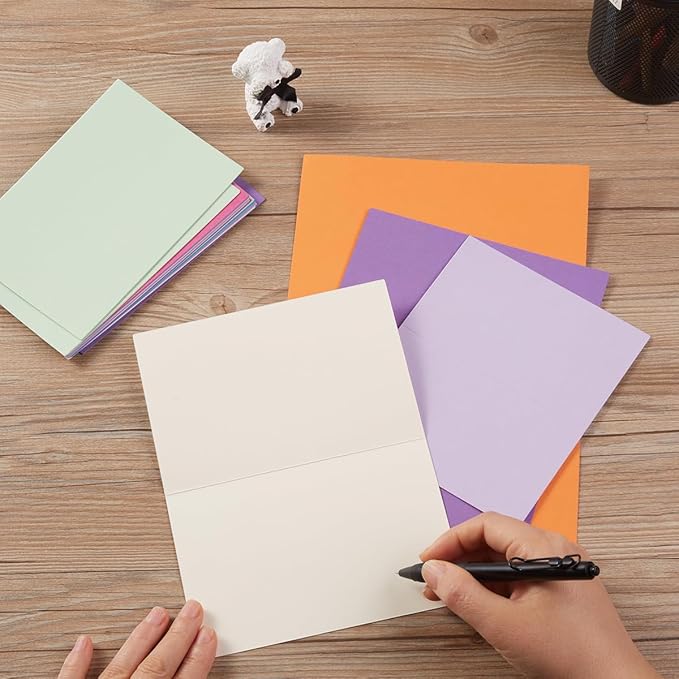 50 Pack Blank Cards Folded Cardstock Thank You Blank Greeting Cards for Invitations, Wedding, Greeting Cards, All Occasion DIY (Multicolor, 4x6)