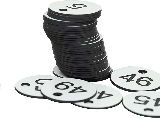 StayMax Plastic ID Number Tags Engraved Tags Key Tags Without Key Rings (201-300, White)