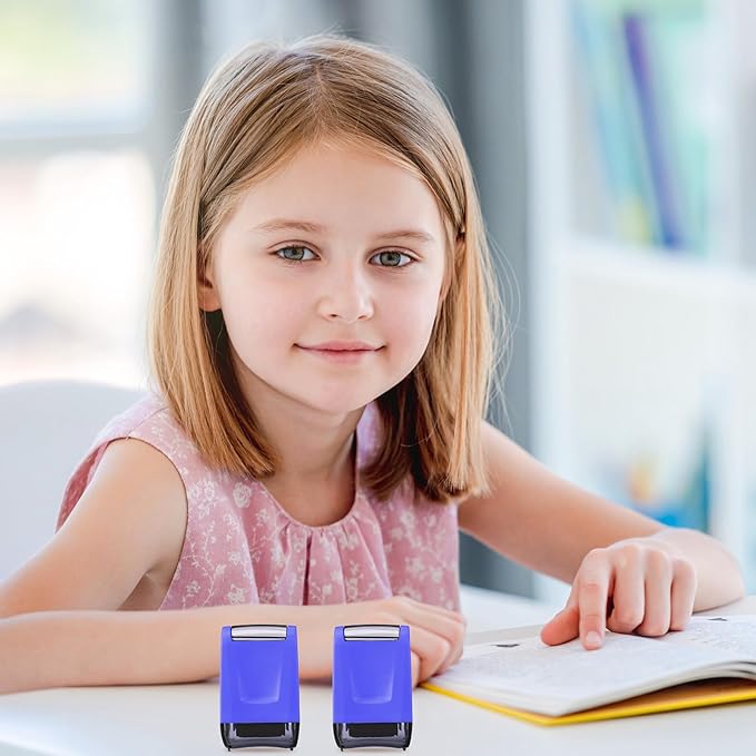 Sherr 2 Handwriting Line Stamp Roller Dashed Handwriting Lines Practice Roller Stamp for Kids, Teachers Kindergarten Education Classroom Back to School Need(2.72 x 2.44 x 1.54 Inch,Blue Purple)