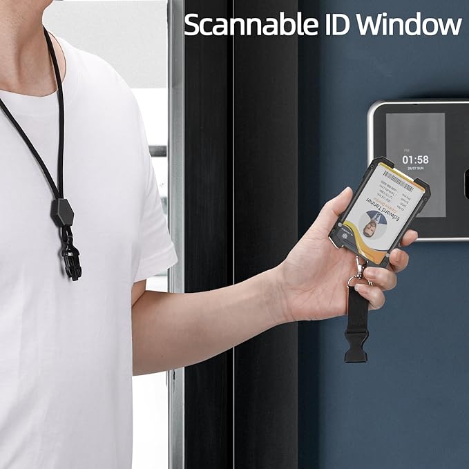 Oaridey Carbon Fiber Badge Holder with Lanyard, Heavy Duty Lanyard with Safety Breakaway Buckle for ID Card/Badge Holder