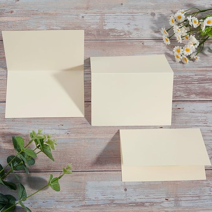 50 Pack Blank Cards Folded Cardstock Thank You Blank Greeting Cards for Invitations, Wedding, Greeting Cards, All Occasion DIY (Cream, 2x3.5)