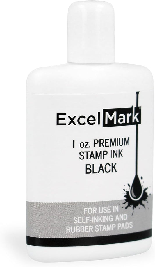 ExcelMark Premium Self-Inking Stamp Refill Ink - 1 oz. (Black)