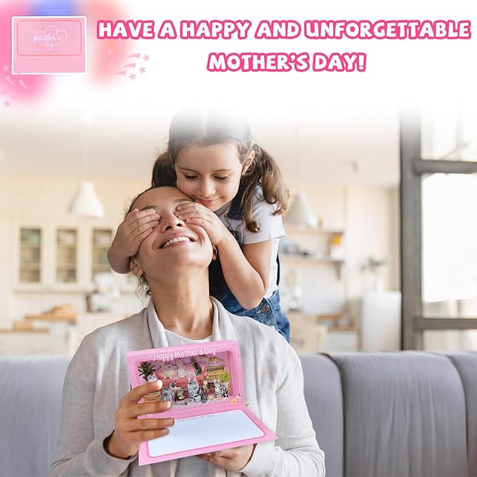 4D Pop Up Mothers Day Card with ligh, Cat Mother's Day Card For Mom, Living Room, Cat Themed (Cat Mother's Day Card)