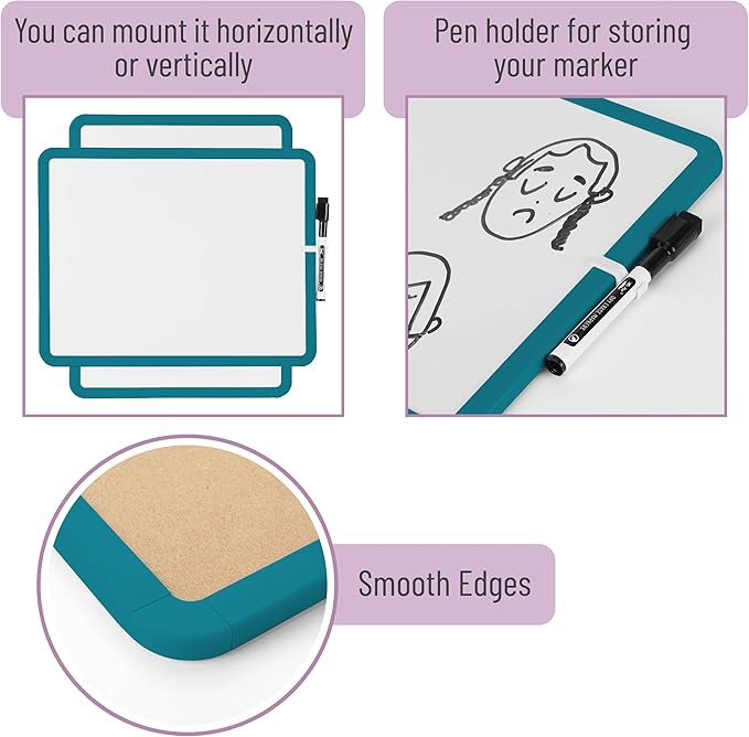 Mr. Pen Dry Erase Board - 14' x 11' with Black Dry Erase Marker, Green Frame, Mini White Board for Kids and Students