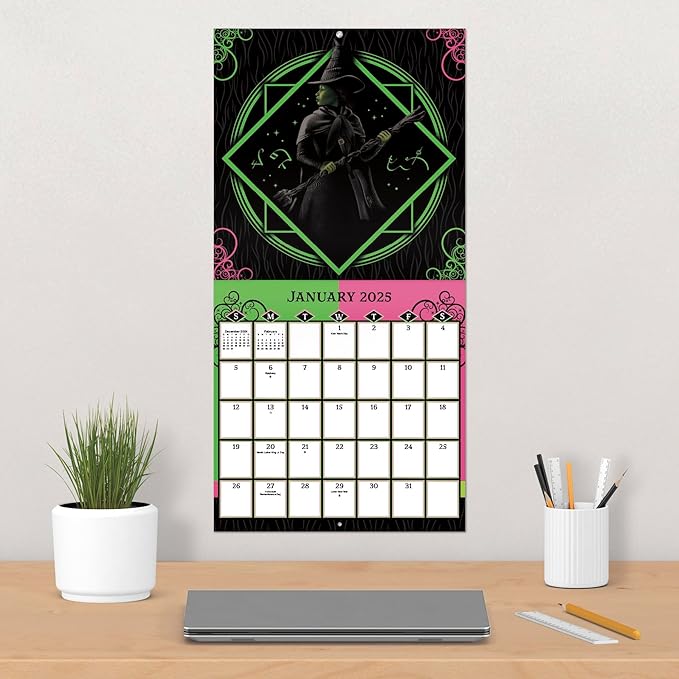 2025 Wicked Movie: Elphaba and Glinda Wall Calendar & Push Pins
