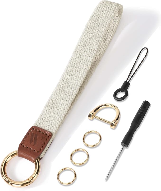 Key Chain, Stretchy Keychain Wristlet, Cute Wrist Lanyard Strap for Car Keys with D Ring for Women Men (Starlight)