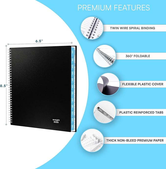 2025 Appointment Book & Planner- Ensight 6.5 x 8.5 inches, Large Tabbed Daily Hourly Weekly Planner, Calendar & Schedule Book 30-Minute time Slots, Business & Personal Planner Jan 2025- Dec 2025- Blue
