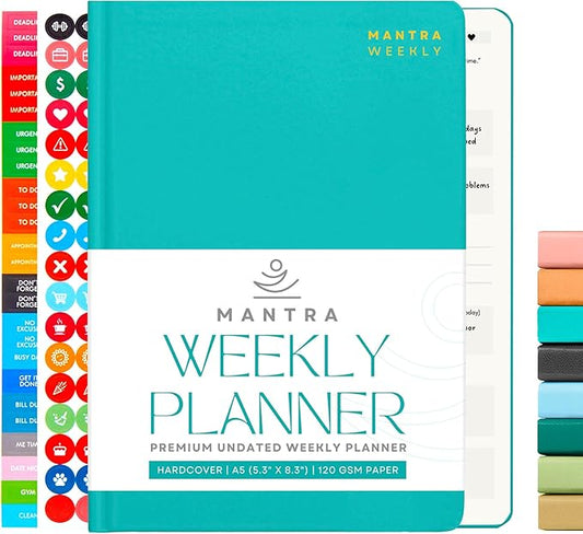2025 Planner, Daily Journal & Gratitude Journal All-In-One with To Do List, Self Care Prompts & Habit Tracker - 5.8 x 8.3 - Teal