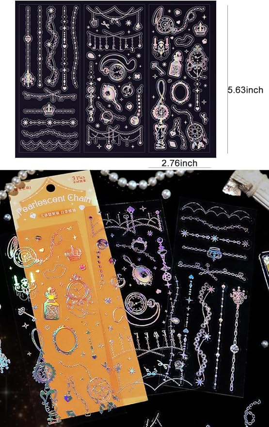 25 Sheets Laser Flashing Deco Stickers Set, Decor Kpop Stickers. for Photocards, Headphones, Water Bottle, Phones, laptops, Planner, Diary Decoration Anything You Like