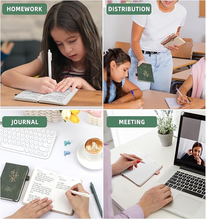 3 Pack Pocket Journaling Notebooks, A6 Small Notebook For Note Taking Journaling Notebooks Journals For Writing Mini Note Pads With Pen Holder 120 Pages 100 GSM Thick Paper,Geen,Pink,Khaki