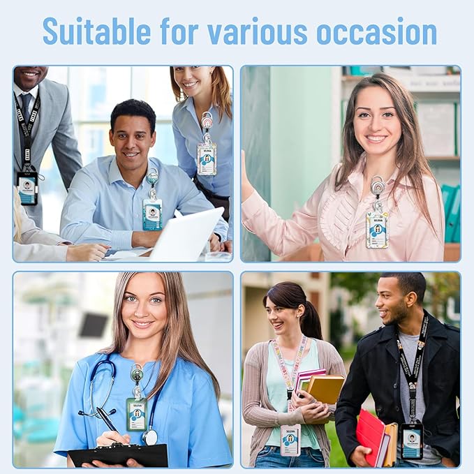 Lanyards for Id Badges, Cute Dog Paw Lover Badge Holder with Retractable Reel Belt Clip, Work Name Tag Lanyard Vertical ID Card Protector Case for Women Nurse Nursing Doctor Teacher Student