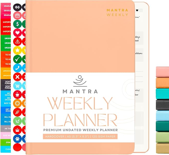 2025 Planner, Daily Journal & Gratitude Journal All-In-One with To Do List, Self Care Prompts & Habit Tracker - 5 x 8 - Orange