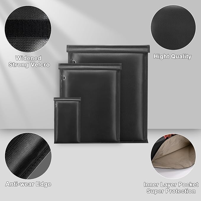 3 Pack Faraday Bags- Large Faraday Cage, Anti-Tracking Faraday Bag for Laptops & Tablets & Phones & Car Keys, RFID Signal Blocker Faraday Pouch, Fireproof & Waterproof Faraday Key Fob Protector