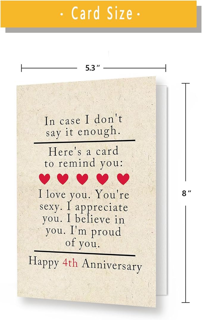4th for Him & Her: Happy 4th Wedding Anniversary Card for Couples