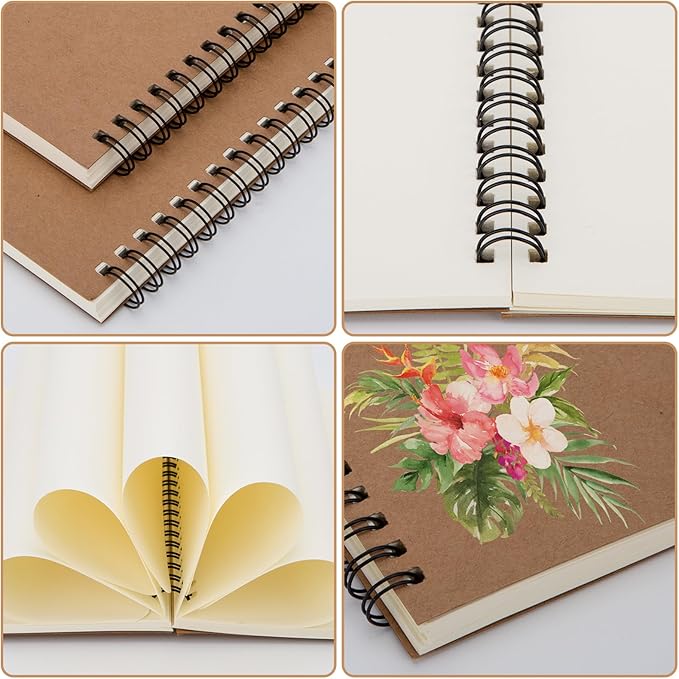 24 Pack A5 Spiral Notebook,Soft Cover,Blank Sketch,Wire-Bound Journal Notebook,120 Pages, Unlined Paper Diary Notebook for Office, Business, School Supplies