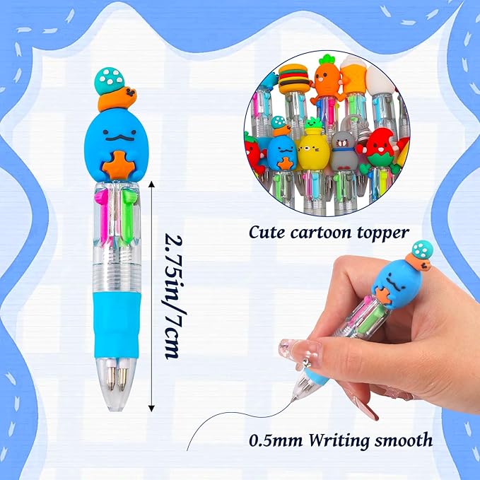 20Pcs Mini Multicolor Pens in One 4-in-1 Cute Pens Bulk for Kids, Ballpoint Pen for Birthdays and Children's Parties, Fun Pens Gifts Assorted Ink Kawaii Pens